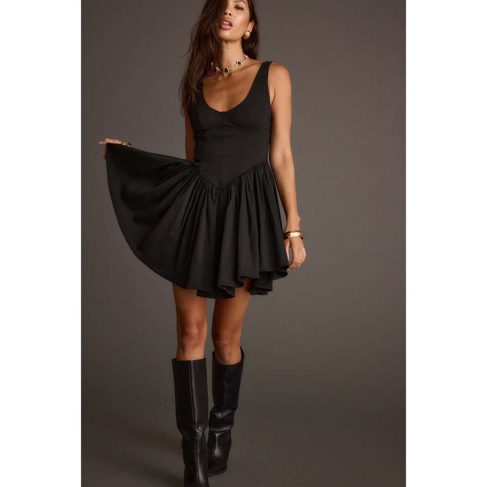 12th Tribe Kit Black Drop Waist Mini Dress Size XS